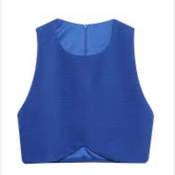 ZARA ASYMMETRIC HEM TOP BLUE NWT - Picture 3 of 10